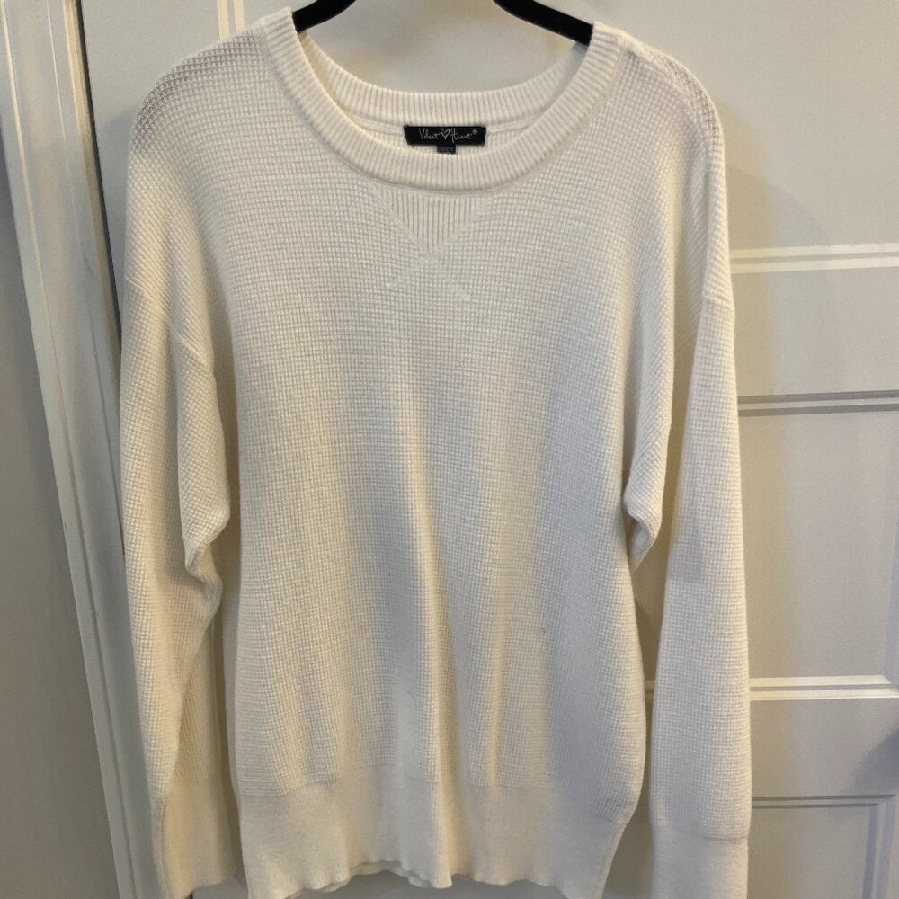 Velvet Heart oversized sweater in white. Waffle  looking material